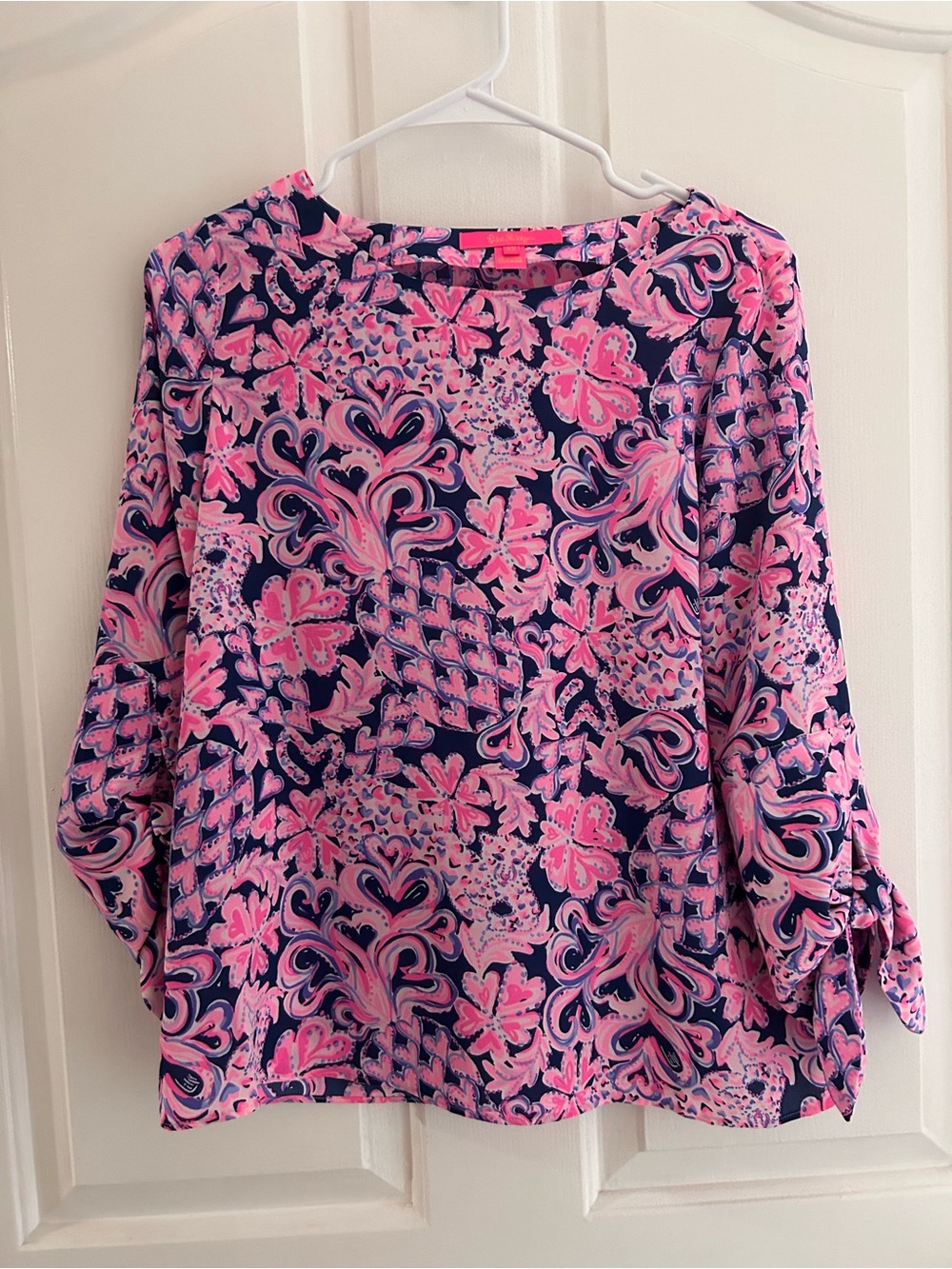 Lilly Pulitzer Langston Top Love You Bunches print 3/4 length sleeve XS